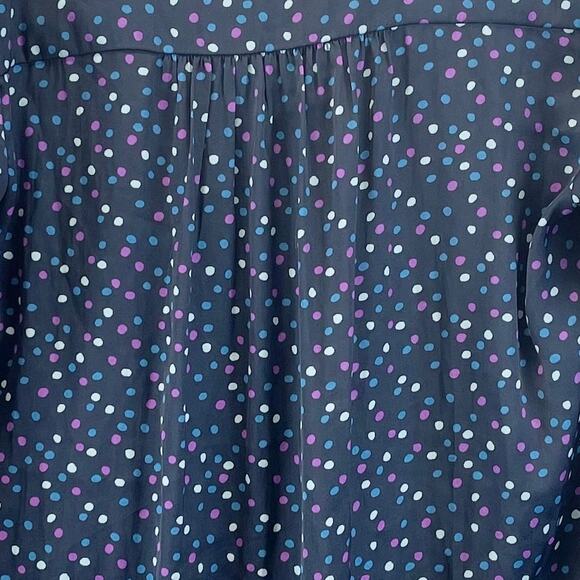 J Jason Wu Womens XXS Polka Dot Blouse‎ Top V-Neck Blue Purple Career Classic - Picture 5 of 10